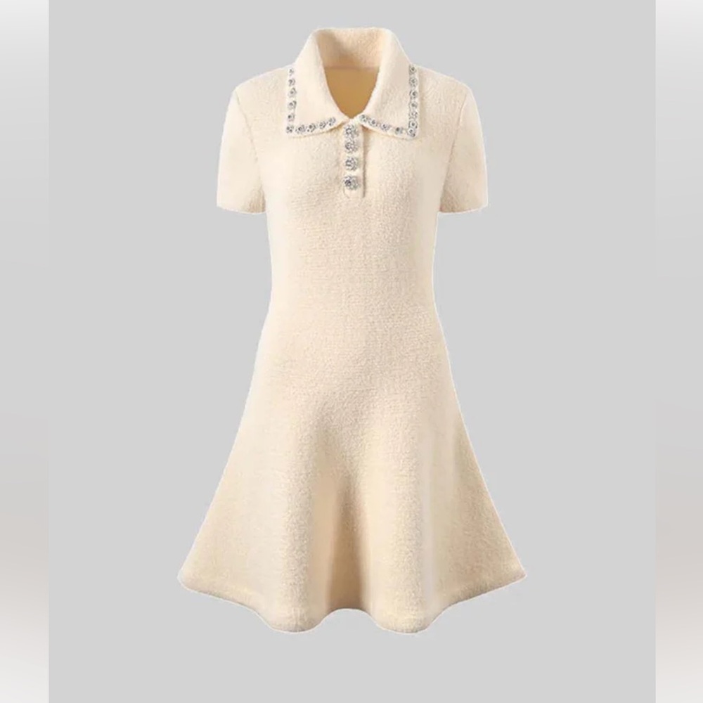 Sierra Darien Cream Short-Sleeve Sweater Dress - NWT